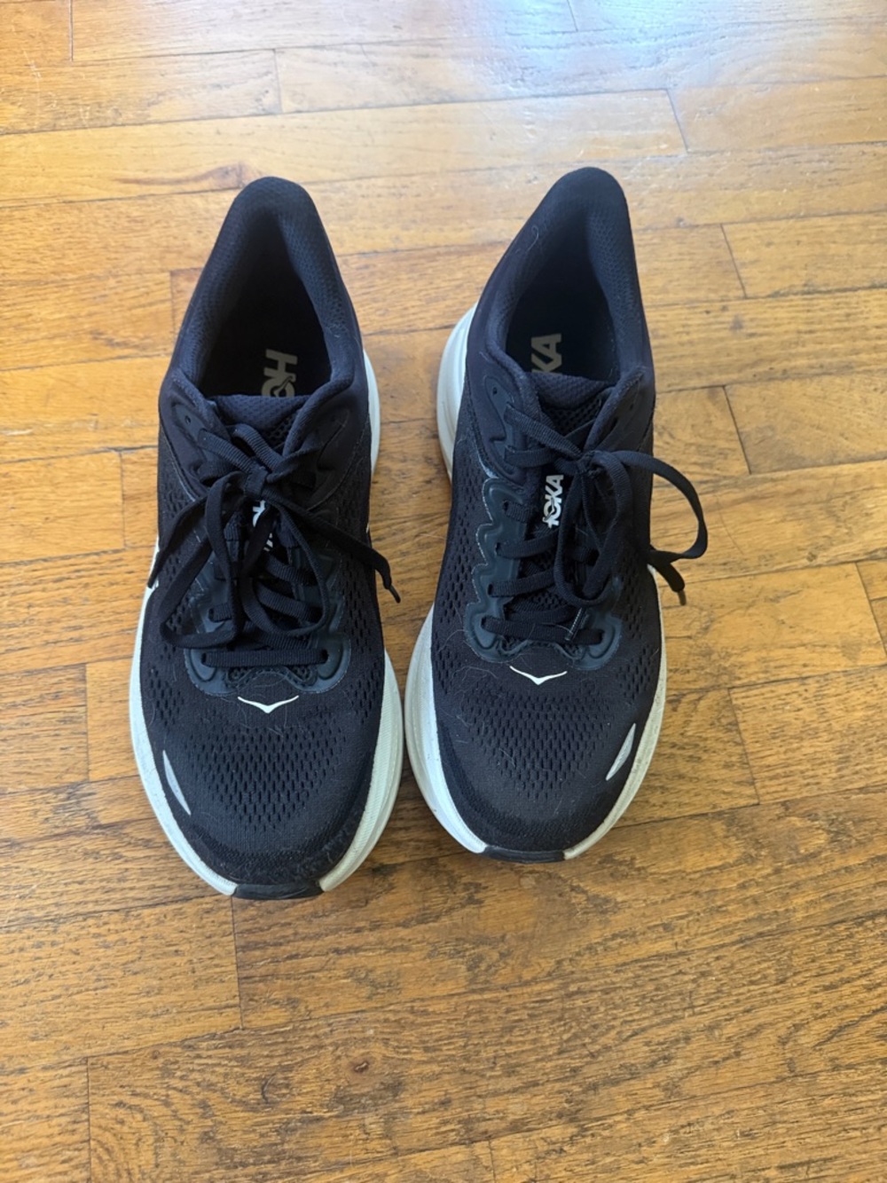 Hoka Bondi 9 Black and White Women's Running Sneakers